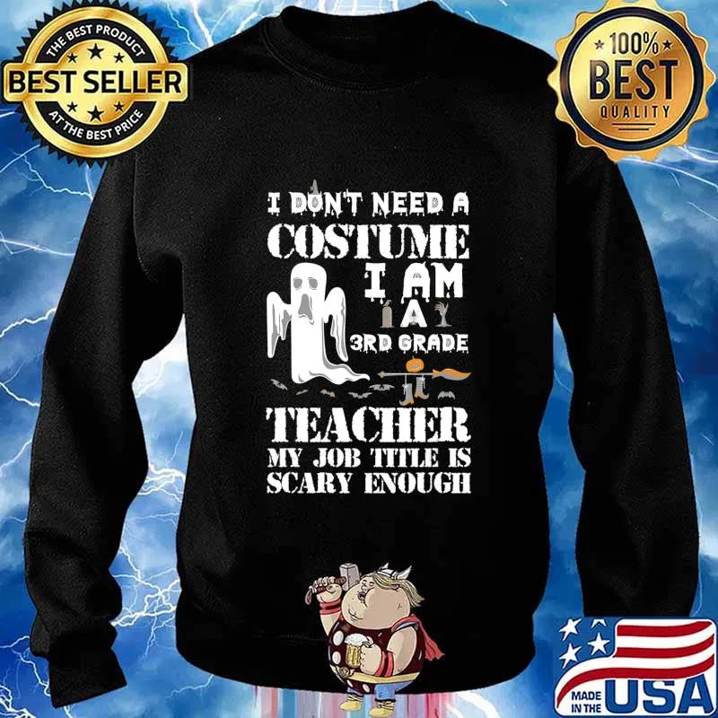 3rd Grade Teacher Halloween Costume Scary Funny Boo T-Shirt Sweater