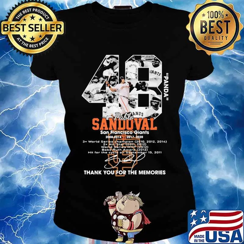 48 panda pablo sandoval san francisco giants thank you for the memories signatures s Ladies tee