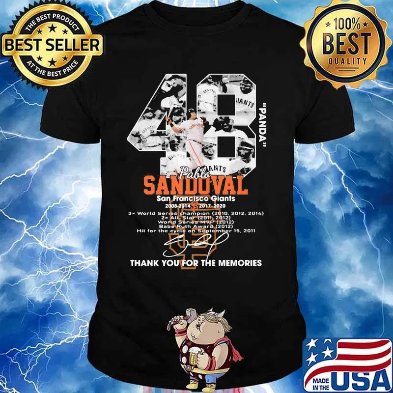 48 panda pablo sandoval san francisco giants thank you for the memories signatures shirt
