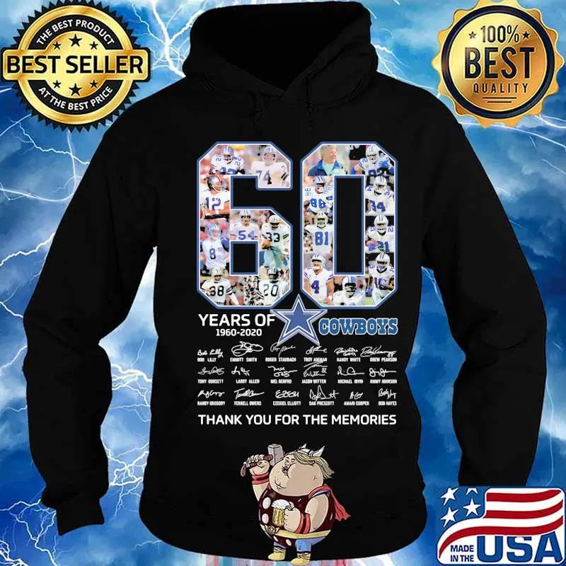 60 years of 1960 2020 dallas cowboys thank for the memories signatures s Hoodie