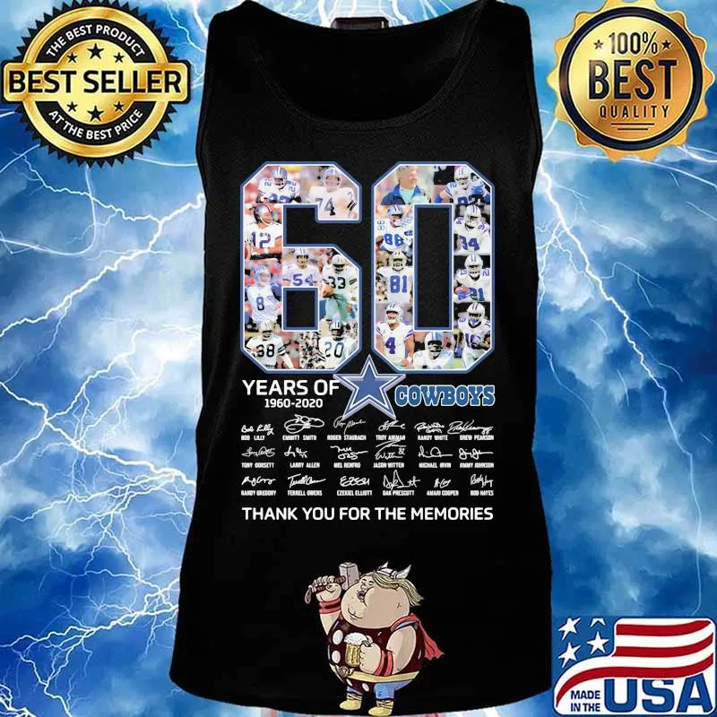 60 years of 1960 2020 dallas cowboys thank for the memories signatures s Tank top