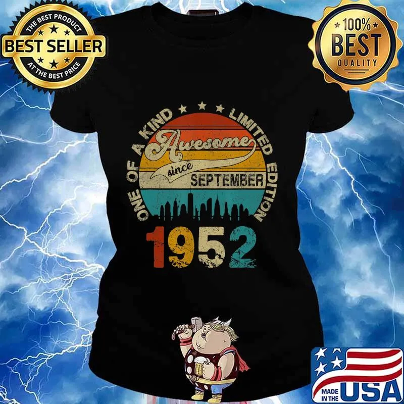 68 Years Old Vintage September 1952 68th Birthday Gift T-Shirt Ladies tee