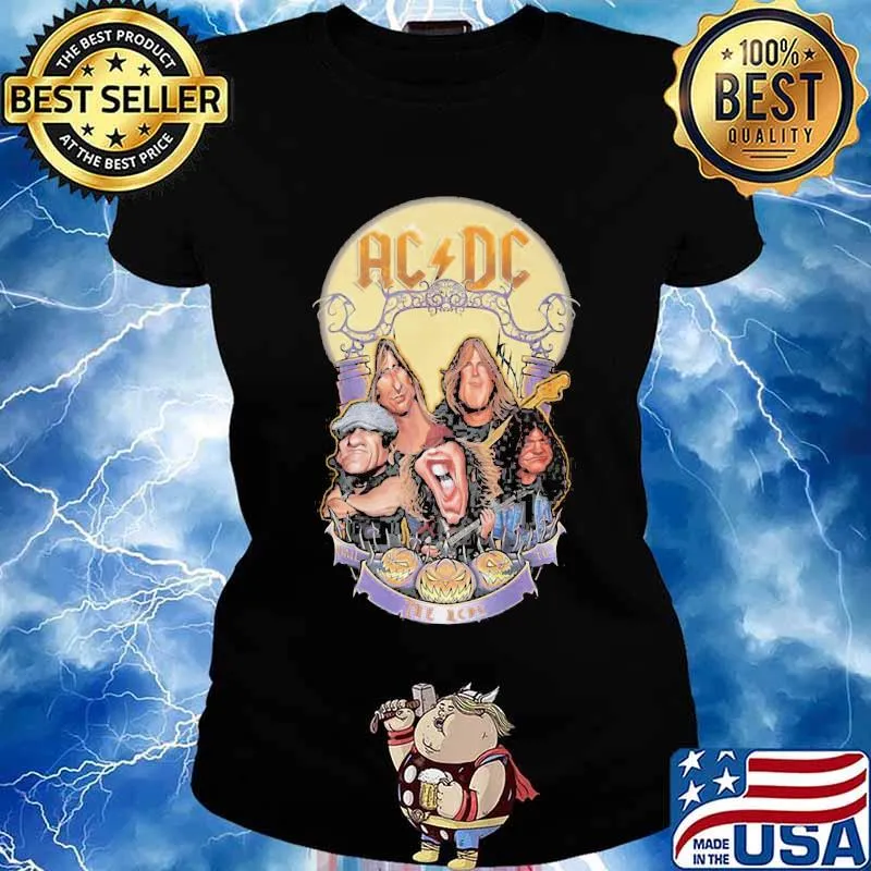 Acdc band members happy halloween moon s Ladies tee