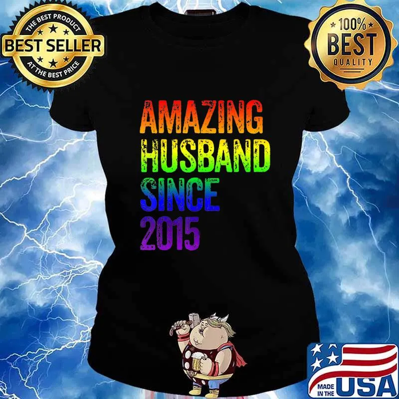 Amazing Gay Husband 2015 5 Years Wedding Anniversary LGBT T-Shirt Ladies tee