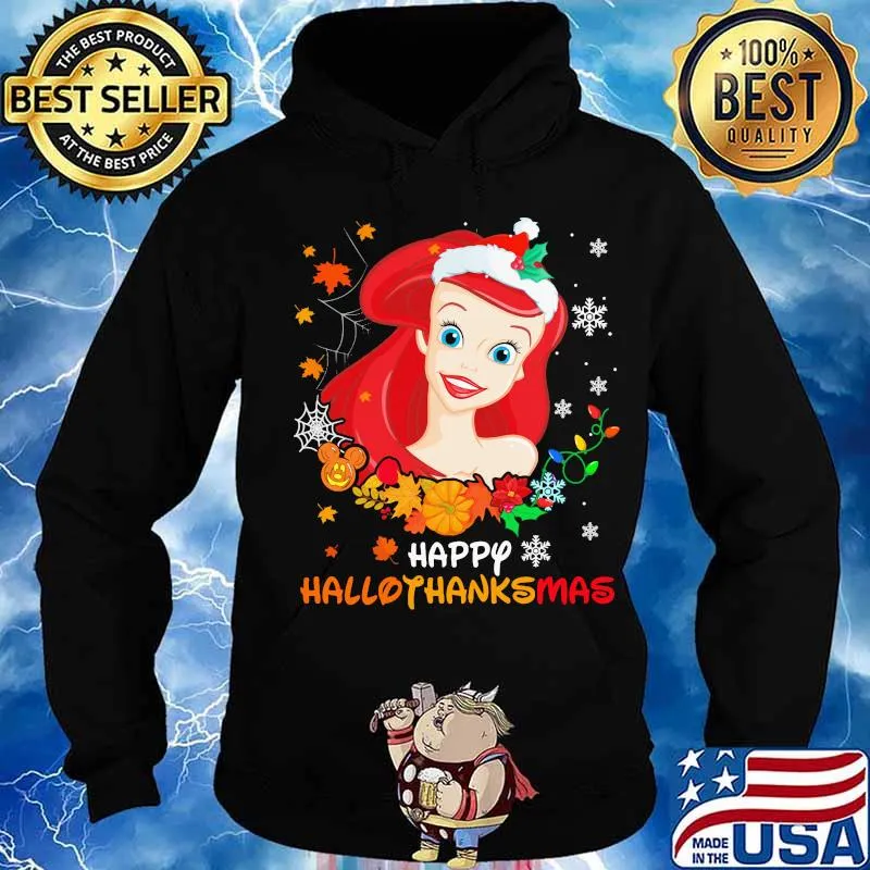 Ariel happy hallothanksmas halloween thanksgiving christmas s Hoodie