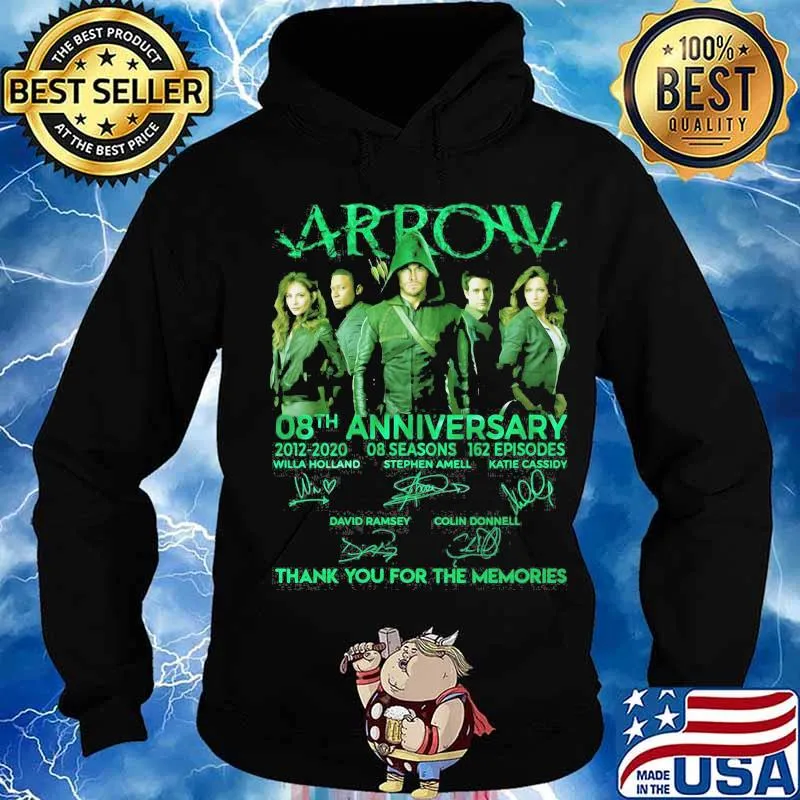 Arrow 08th anniversary 2012 2020 08 season 162 episode thank for the memories signatures s Hoodie