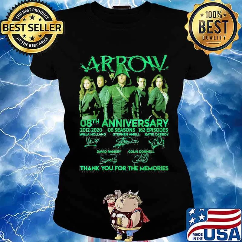 Arrow 08th anniversary 2012 2020 08 season 162 episode thank for the memories signatures s Ladies tee