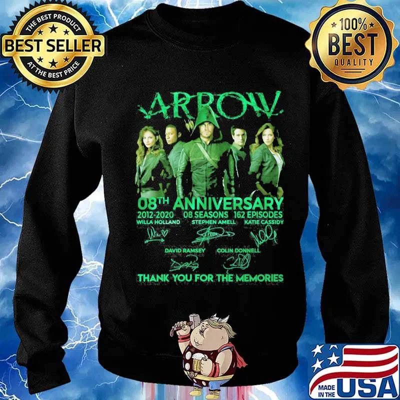 Arrow 08th anniversary 2012 2020 08 season 162 episode thank for the memories signatures s Sweater