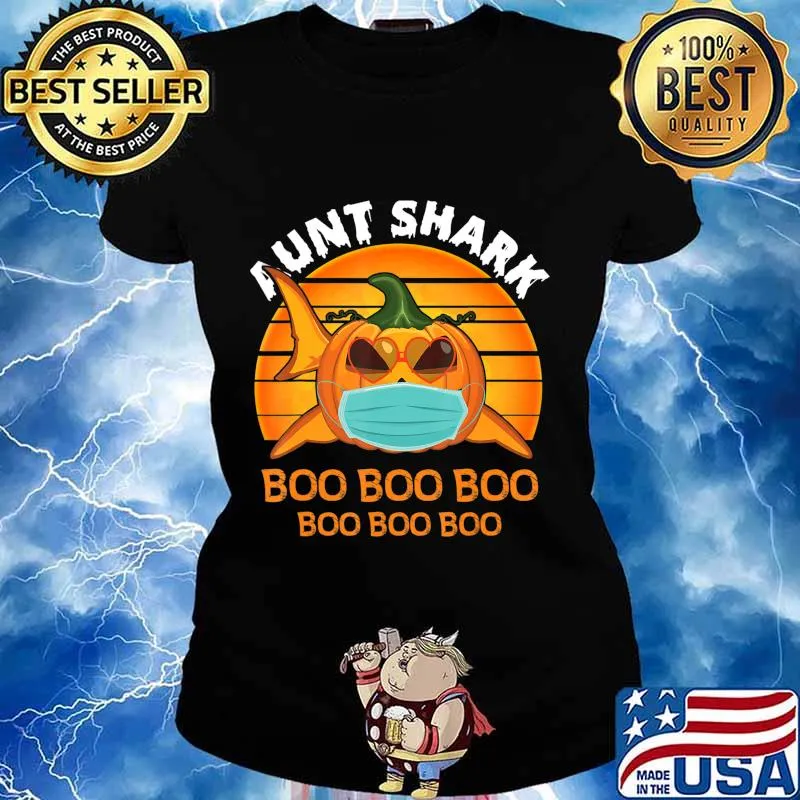 Aunt Shark Boo Boo Shirt Pumpkin Halloween Aunt Gift T-Shirt Ladies tee