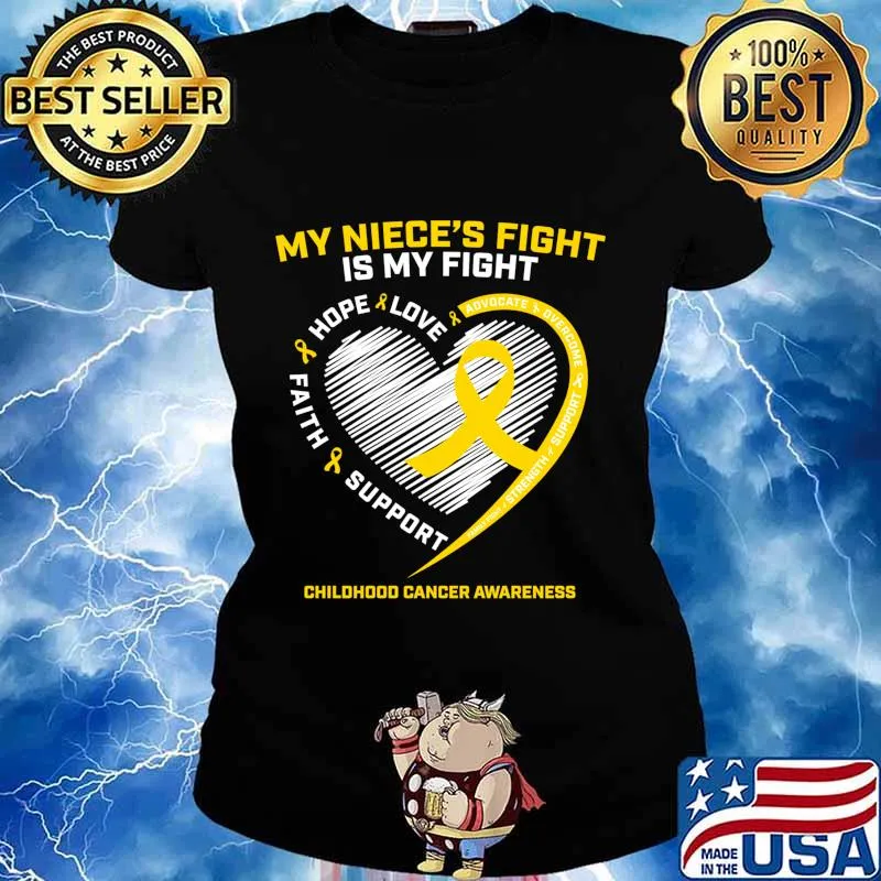 Aunt Uncle Women Men Niece Gold Childhood Cancer Awareness Shirt Ladies tee