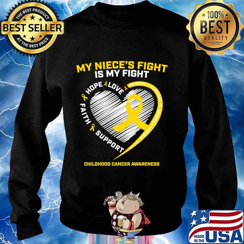 Aunt Uncle Women Men Niece Gold Childhood Cancer Awareness Shirt Sweater