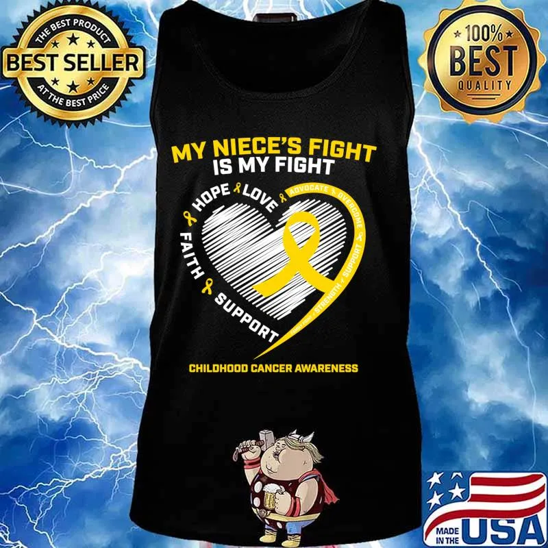 Aunt Uncle Women Men Niece Gold Childhood Cancer Awareness Shirt Tank top