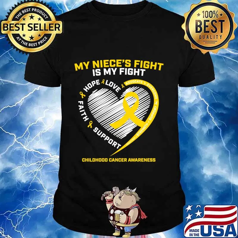 Aunt Uncle Women Men Niece Gold Childhood Cancer Awareness Shirt