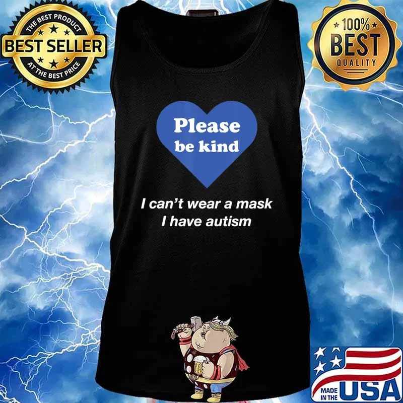 Autism Awareness I Can't Wear A Mask Blue Retro Vintage T-Shirt Tank top