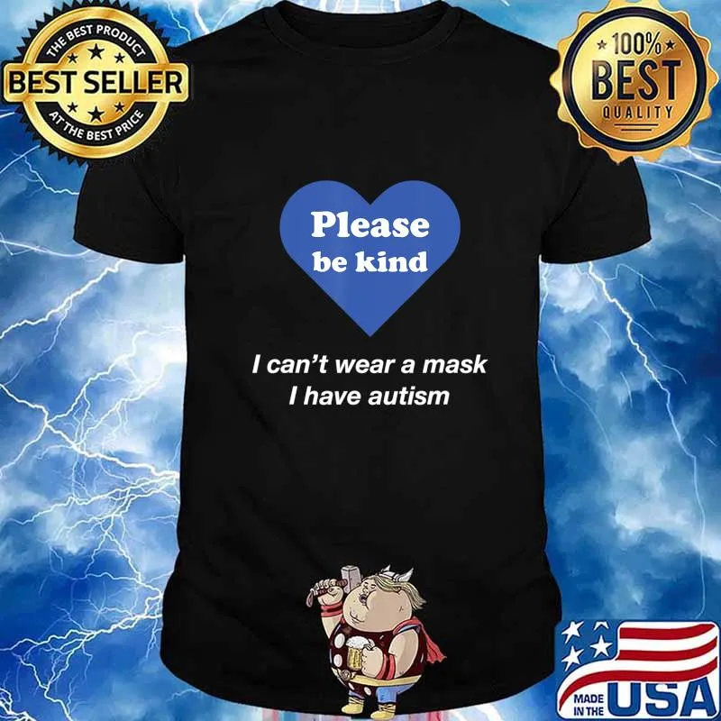 Autism Awareness I Can't Wear A Mask Blue Retro Vintage T-Shirt