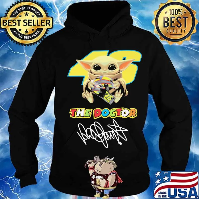 Baby yoda the doctor v46 valentino rossi signature s Hoodie