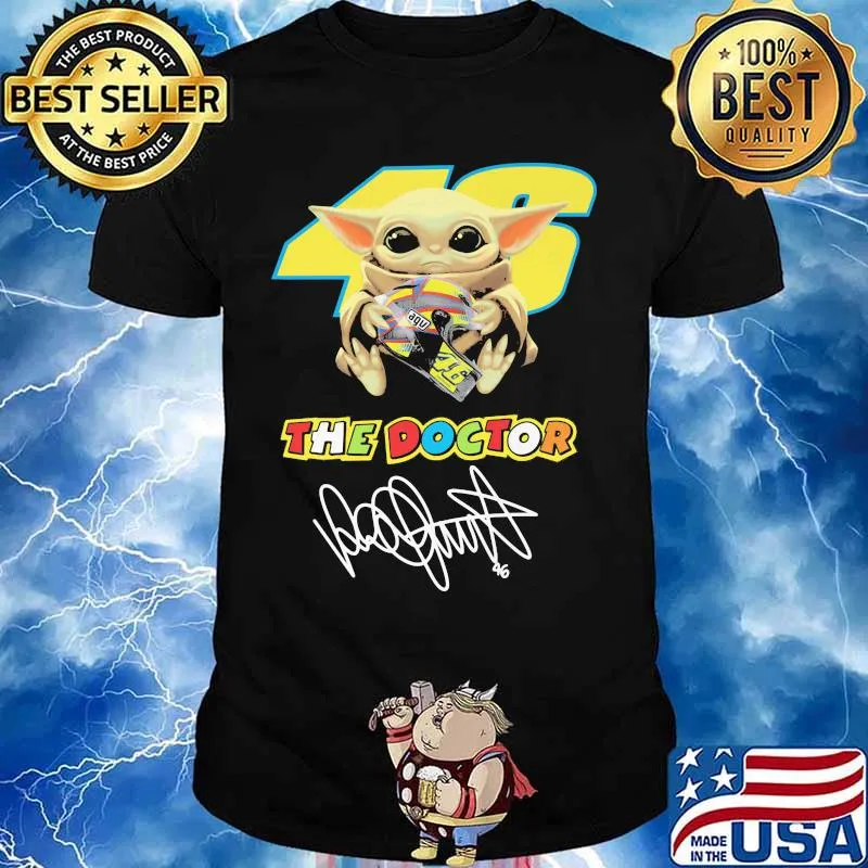 Baby yoda the doctor v46 valentino rossi signature shirt
