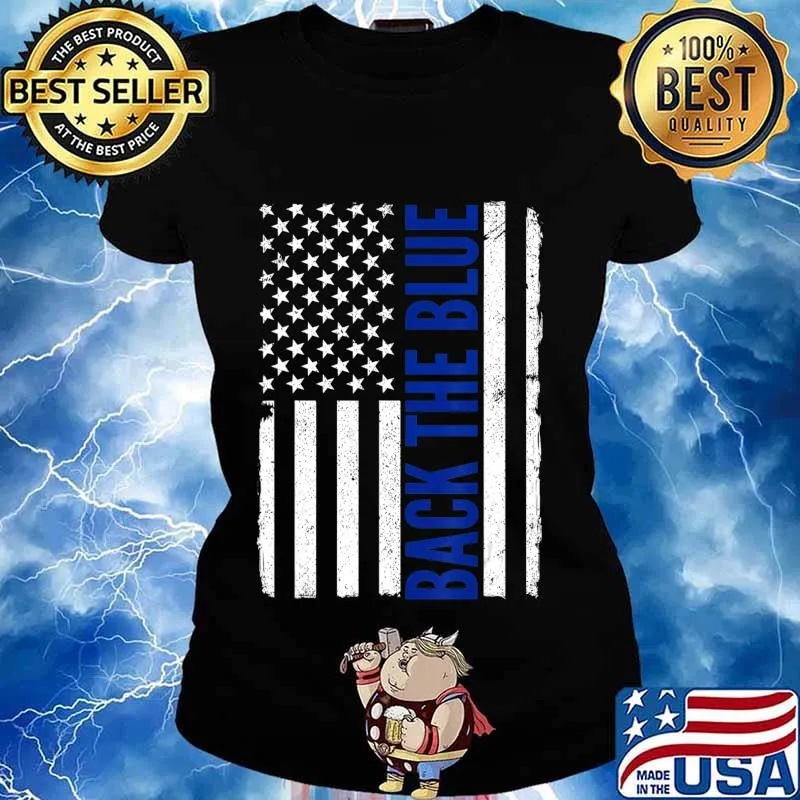 Back the Blue - Thin Blue Line Flag - Pro Police Support T-Shirt Ladies tee
