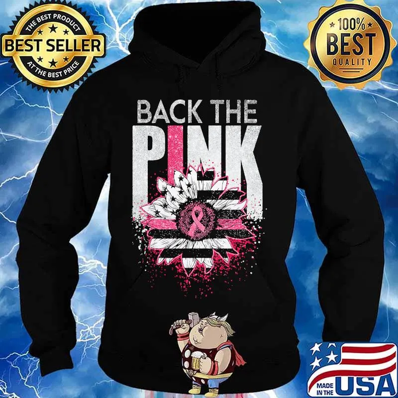 Back the pink american flag flower ribbon s Hoodie