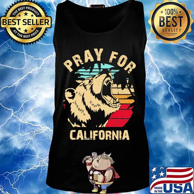 Bear pray for california vintage retro s Tank top