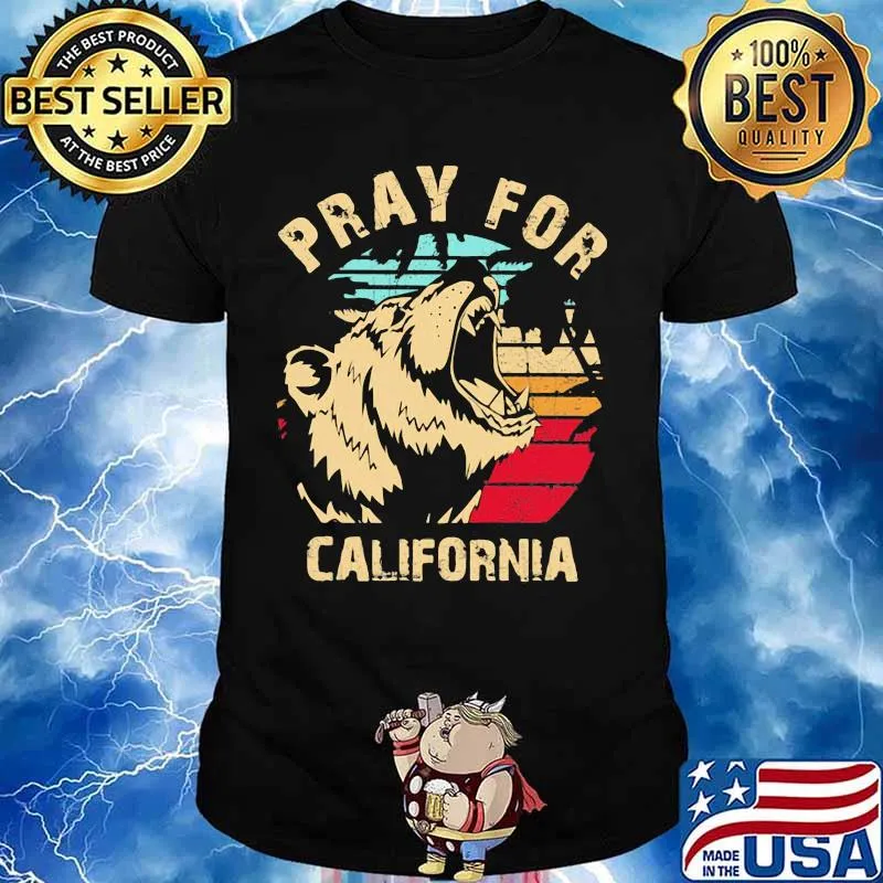 Bear pray for california vintage retro shirt