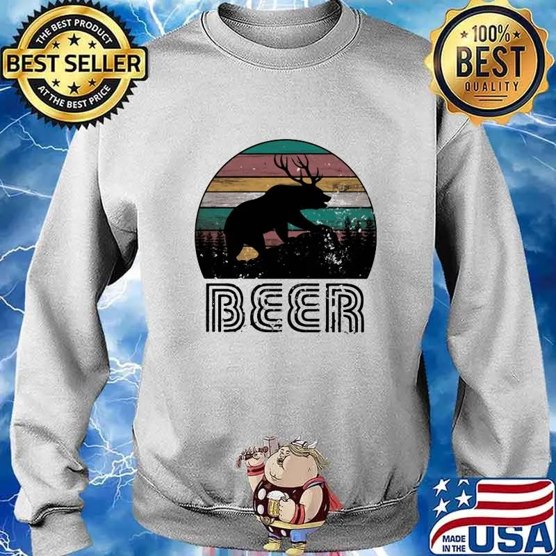 BEER DEER BEAR SUNSET VINTAGE RETRO SHIRT Sweater