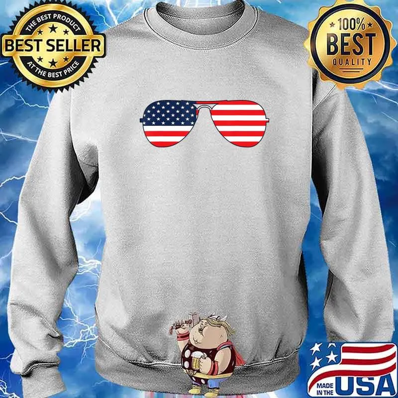 Biden Aviator Sunglasses Patriotic USA Flag T-Shirt Sweater