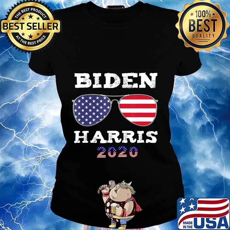Biden Harris 2020 American Flag Sunglasses T-Shirt Ladies tee