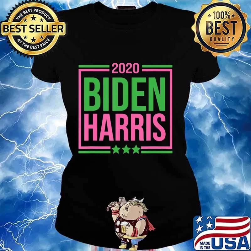 Biden Harris 2020 Pink Green Sorority Gift Elect Vote T-Shirt Ladies tee