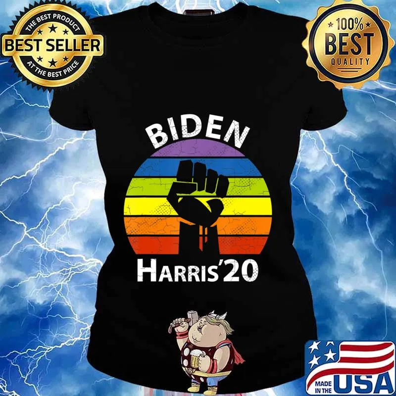 Biden Harris 2020 Rainbow Black Lives Matter Retro BLM T-Shirt Ladies tee