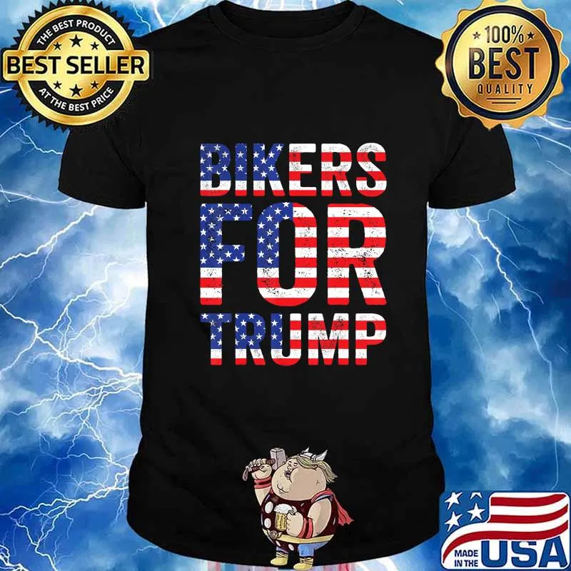 Bikers for Trump 2020 Reelect Motorcycle Patriotic US Flag T-Shirt