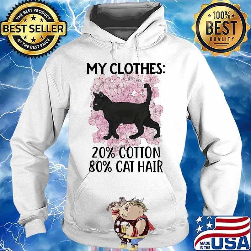 Black Cat and Cherry Blossom My clothes 20% cotton 80% cat hair s Hoodie