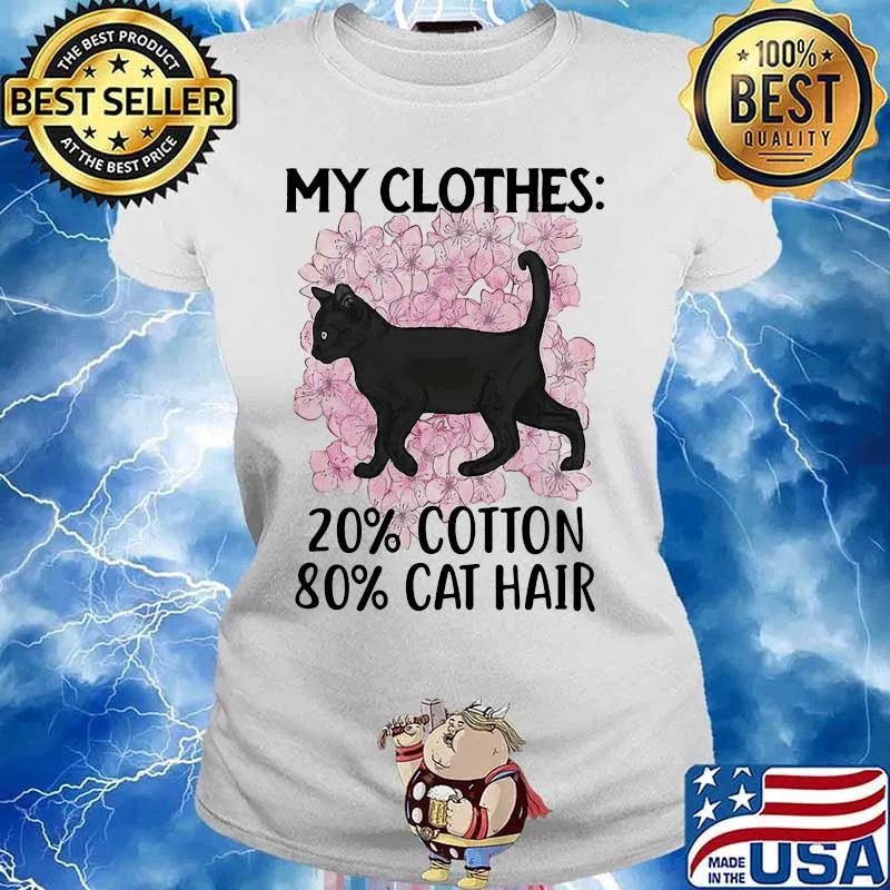 Black Cat and Cherry Blossom My clothes 20% cotton 80% cat hair s Ladies tee