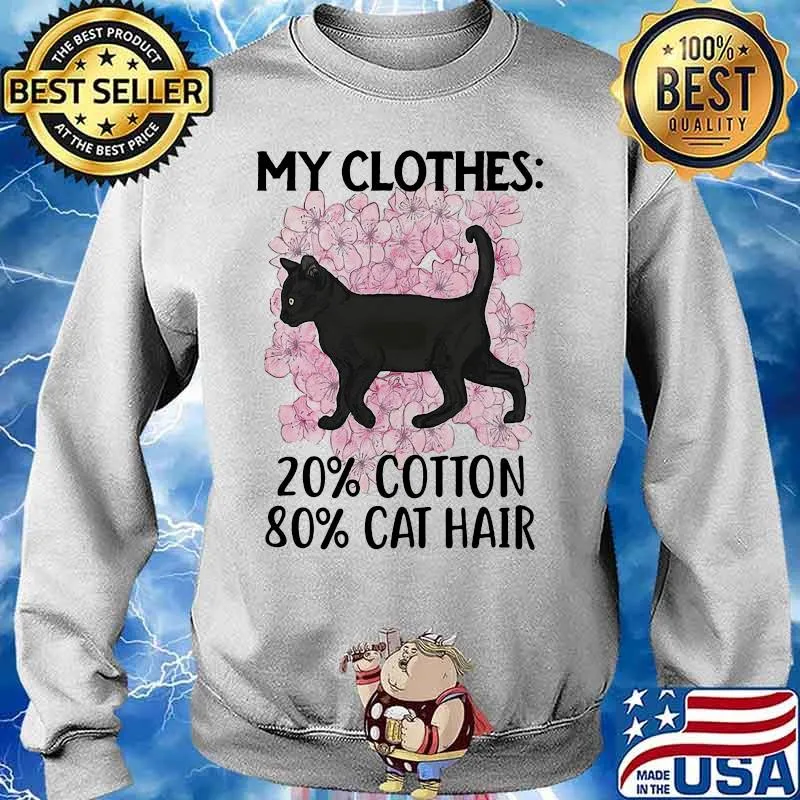 Black Cat and Cherry Blossom My clothes 20% cotton 80% cat hair s Sweater