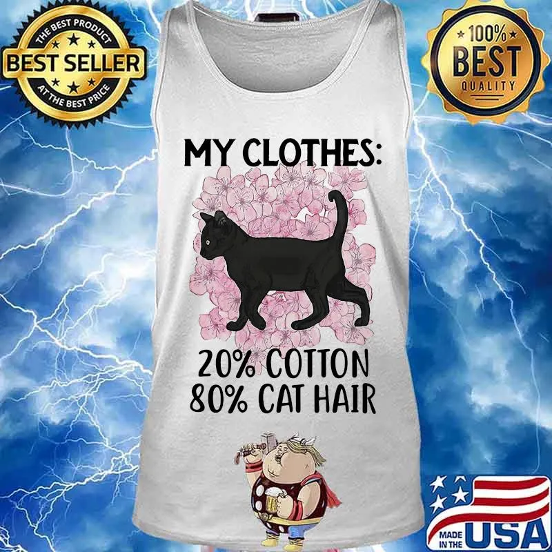 Black Cat and Cherry Blossom My clothes 20% cotton 80% cat hair s Tank top