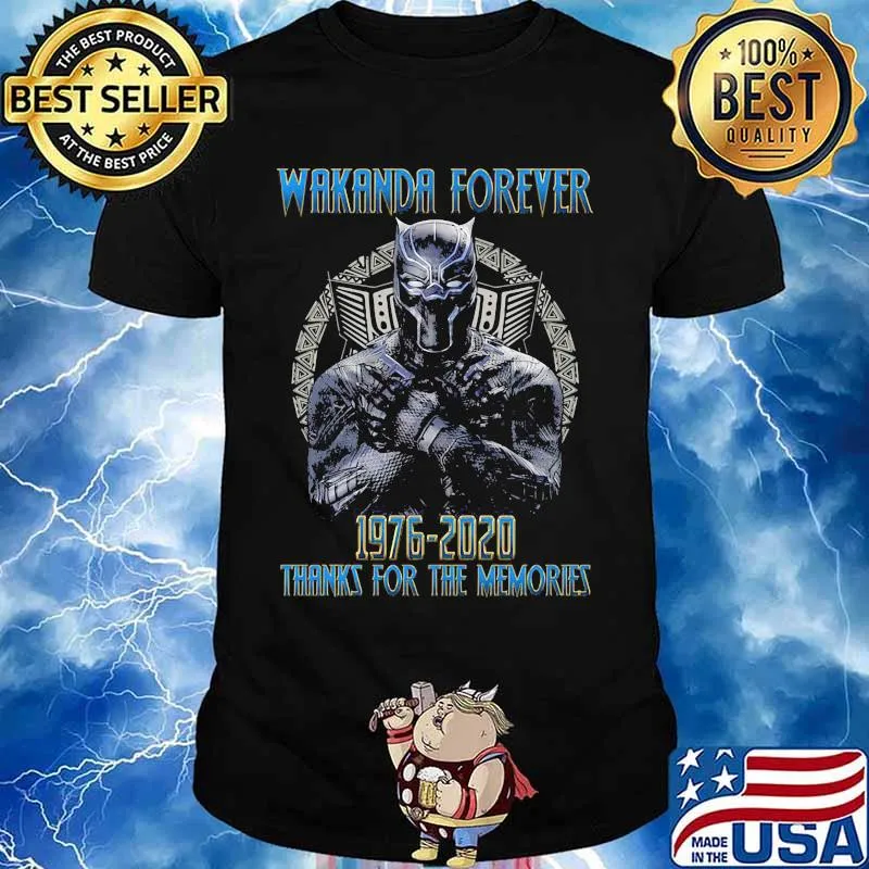 Black panther rip chadwick actor wakanda forever 1976 2020 thanks for the memories shirt