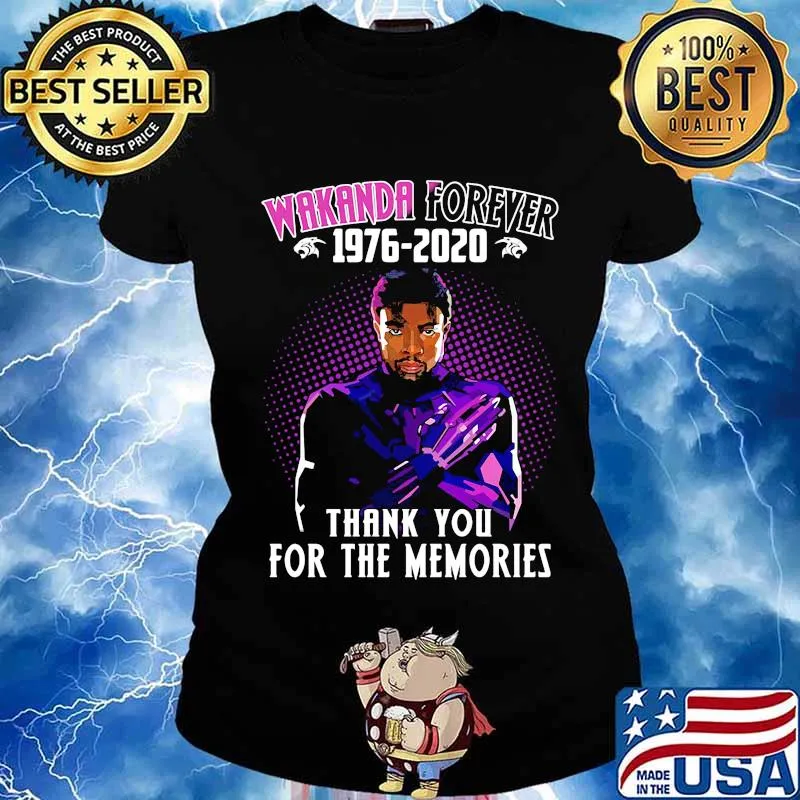 Black panther rip chadwick wakanda forever 1976 2020 thank for the memories s Ladies tee