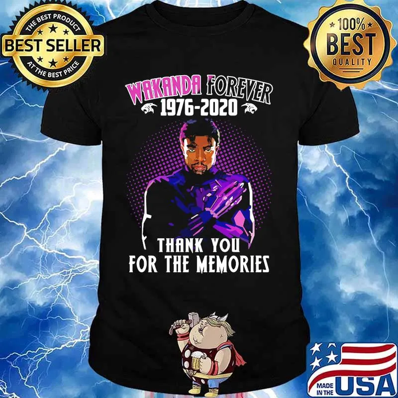 Black panther rip chadwick wakanda forever 1976 2020 thank for the memories shirt