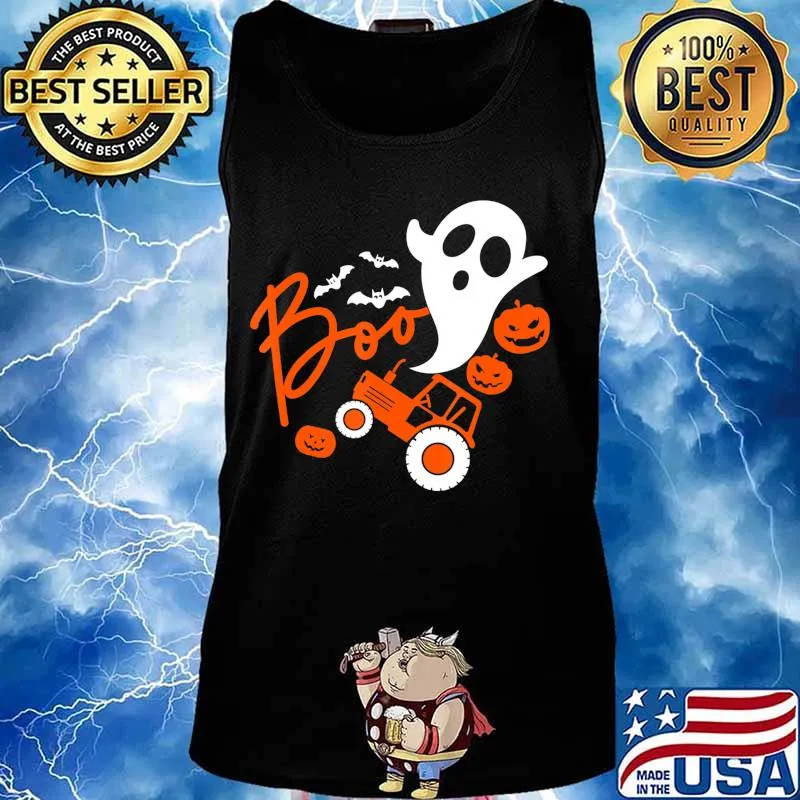 Boo Ghost Rider Tractor Farmer Pumpkin Halloween Costume T-Shirt Tank top