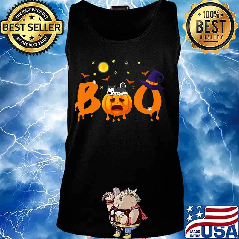 Boo Husky Halloween witch hat funny T-Shirt Tank top