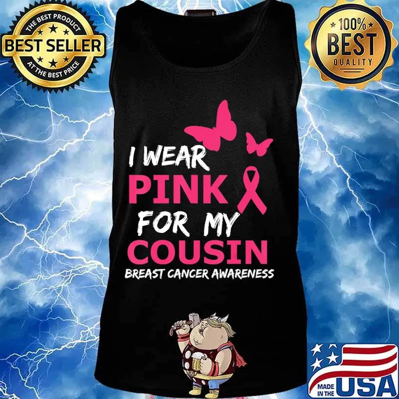 Breast Cancer I Wear Pink for my Cousin Heart Ribbon T-Shirt Tank top