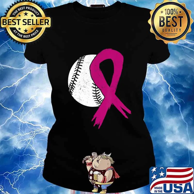 Breast Cancer Softball Ball Pink Ribbon Carcinoma Sport Gift T-Shirt Ladies tee