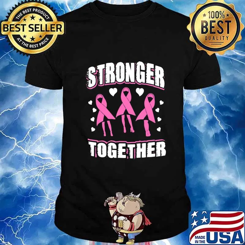 Breast Cancer - Stronger Together Dancing Pink Ribbons T-Shirt