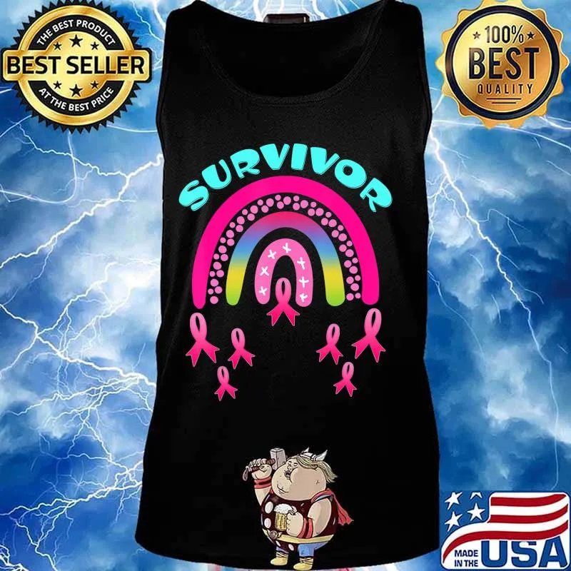 Breast Cancer Survivor Pink Rainbow Lovers T-Shirt Tank top