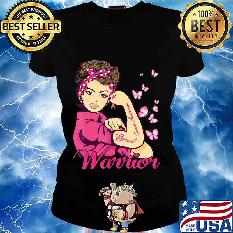 Breast Cancer Warrior Rosie Riveter Pink Ribbon Unbreakable T-Shirt Ladies tee