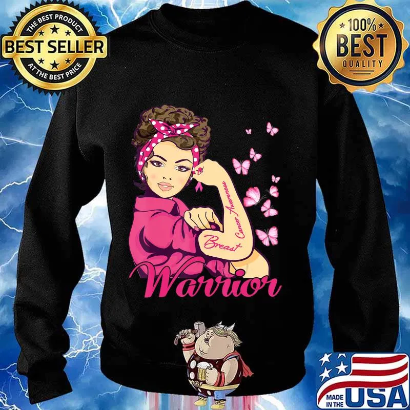 Breast Cancer Warrior Rosie Riveter Pink Ribbon Unbreakable T-Shirt Sweater