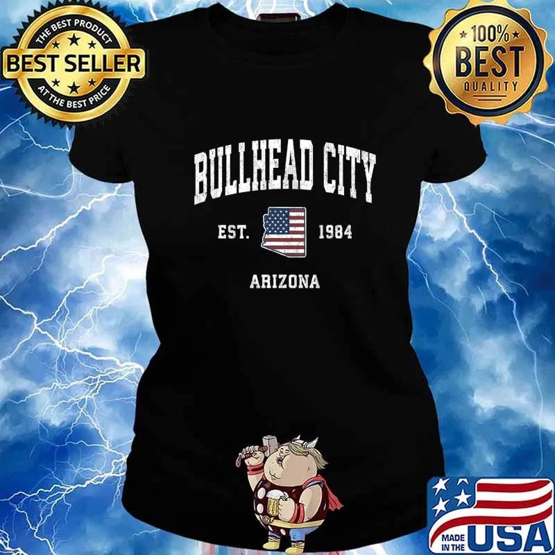 Bullhead City Arizona AZ Vintage American Flag Sports Design T-Shirt Ladies tee