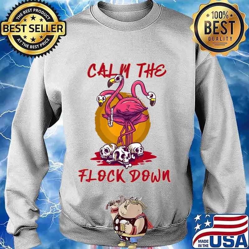 Calm The Flock Down dress with Pink Flamingo Halloween Gift T-Shirt Sweater