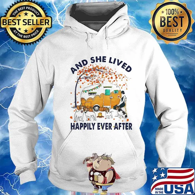 Camping pitbull and she lives happily ever after leaves tree s Hoodie