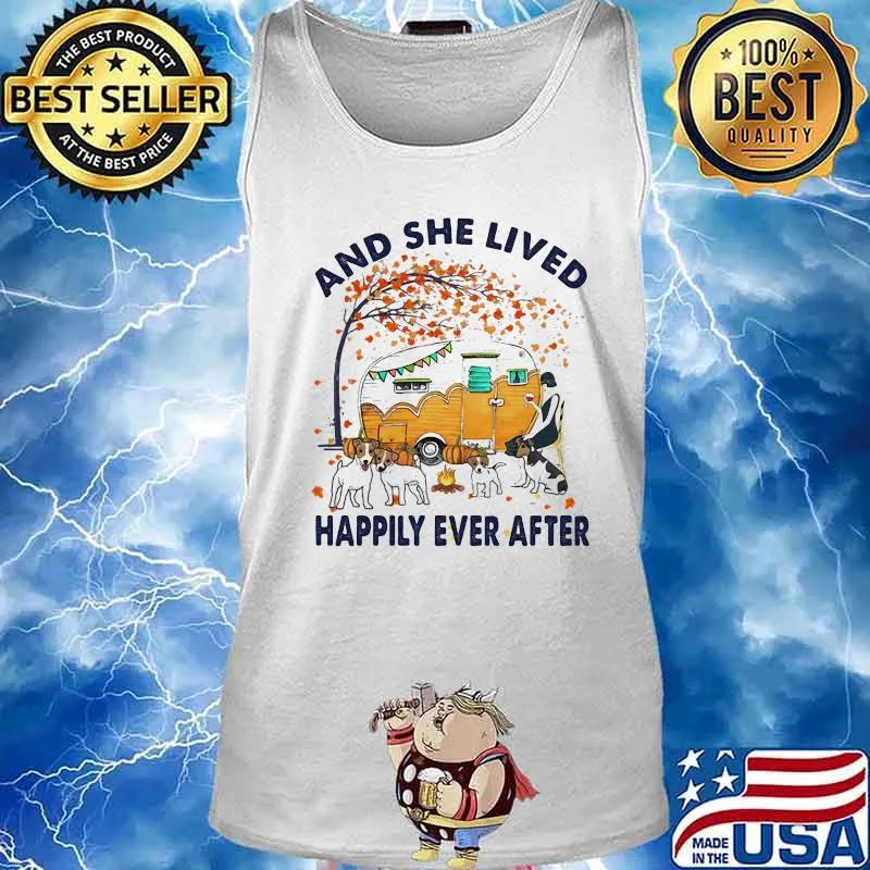 Camping pitbull and she lives happily ever after leaves tree s Tank top